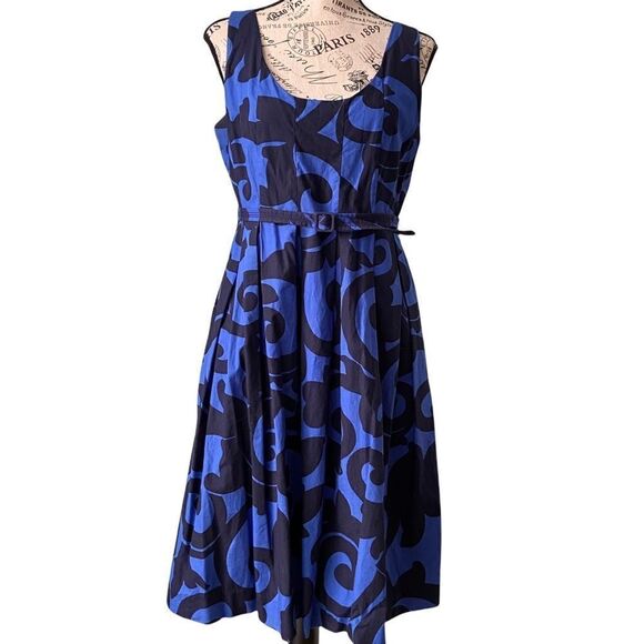 J. Crew Factory Blue Sleeveless Sundress with Belt in Size 10 - Picture 1 of 10
